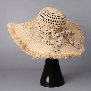 Korean Style Women Hat Hollow Raffia Straw Hat Wide Brim Casual Seaside Beach Sunscreen Floppy Hat - Product Image 6