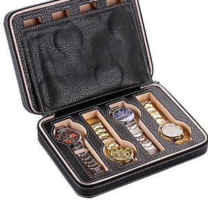 Boîte à montres portable en cuir PU pour hommes, boîte cadeau personnalisée, étui de rangement pour montres avec fermeture éclair, organiseur de montres à 8 emplacements - Product Image 6