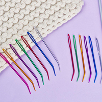 Aiguille à coudre manuelle à grand trou, design courbé, pour la sécurité des enfants, idéale pour le velours, la laine, la tapisserie, le bricolage, en nylon