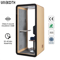 Cabine insonorisée UNIBOOTH, ignifuge ASTM-E84, 33 dB, ISO 23351, installation rapide en 30-45 min, pour salle de réunion, vente en gros usine
