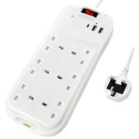 Prise de courant britannique 4 voies 13A 250V avec protection des enfants avec interrupteur individuel H05VV-F 3G1.25mm2x1.0m