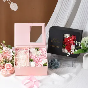 Bangdi Factory Valentine's Day Flower Gift Box Half Open Flower Jewelry Packaging Box Eternal Flower Box With Window