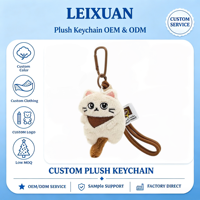 Porte-clés en peluche chat mignon et moelleux, animal en peluche doux, pendentif brodé en tissu, décoration pour sac à main et sac à dos, et cadeau de fêtes