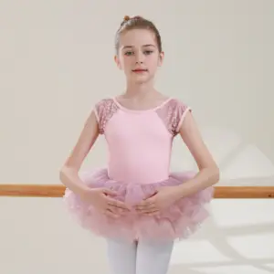 2024 hot sales popular velour burn out new fabrics pretty pink leopard girls dance training ballet tutu dress for girls