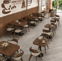 Ensemble table et chaises de restaurant moderne en acier et bois, siège en cuir PU, durable, facile à nettoyer, mobilier commercial pour café, restaurant, salon de thé