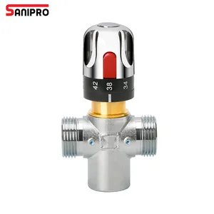 SANIPRO G1 Thermostatic Valves Electroplated Copper Mixing Control Valve for Solar Heating System Water Pipe Bathroom Kitchen