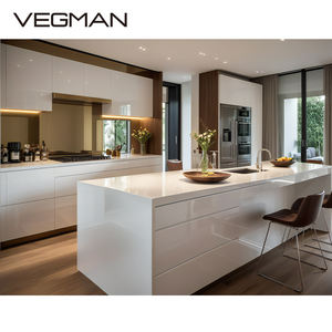 Set di Mobili da <span class=keywords><strong>Cucina</strong></span> Moderni su Misura <span class=keywords><strong>con</strong></span> <span class=keywords><strong>Isola</strong></span> e Lavello, Armadietti Completi in PVC e Melamina, Cucine Contemporanee Popolari - Product Image 3