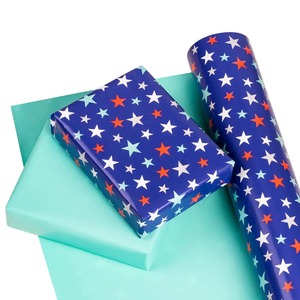 Eco-Friendly Recyclable <b>Blue</b> Stars Pattern Double-Sided PE Coated Waterproof Craft Paper <b>Roll</b> 100GSM for Gift & Craft Packaging - Product Image 3