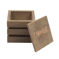 Boîte en bois massif rustique à lattes avec couvercle, boîte cadeau en bois gravée au laser personnalisée pour l'emballage de café, de bougies et d'artisanat