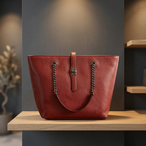 Pochette pour femme en cuir véritable rouge, souple, durable, imperméable, légère, portable, grande capacité 3L+, écologique, avec bandoulière - Product Image 2