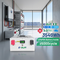 E-SUN Baterai Lithium LiFePO4 24V 100AH 150Ah 200Ah 2.56KWh 5.12KWh Laris Manis, Paket Baterai Penyimpanan Energi Surya Rumah Tangga dengan BMS