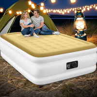 Matelas pneumatique électrique pleine grandeur YENING avec pompe intégrée, gonflage rapide, lit double surélevé, lit de camping, 18 pouces de hauteur, beige