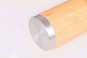 Stainless Steel Vacuum Flask Wooden Finish Double Wall Insulated Travel <b>Thermos</b> With Rope Handle - Product Image 4