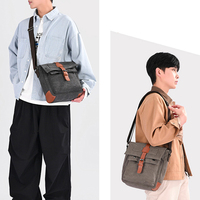 Tas Selempang Pria Kanvas Tahan Lama Custom Grosir Fuliya, Tas Messenger Vintage Kasual Bisnis Mewah