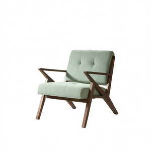 Cultiver <b>Lounge</b> <b>Chair</b> Midcentury Modern Wood Frame Tufted Back Green Upholstery <b>Living</b> <b>Room</b> Furniture - Product Image 1