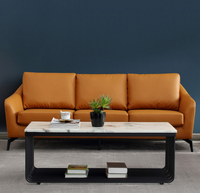 Canapé de bureau modulaire de luxe moderne 2 places en cuir synthétique de haute qualité avec accoudoirs confortables et structure en bois
