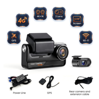 Cámara para Auto 4G 4K de Doble Canal con GPS, ADAS, BSD, Visión Nocturna y Grabación en Bucle