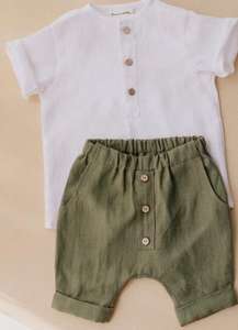 Baby Sets Clothes Clothing 2022 Summer Cotton and <b>Linen</b> Shirts +short Baby <b>Two</b> <b>Piece</b> Set - Product Image 2