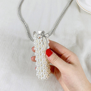Nouveau sac à bandoulière tendance et exquis en maille tressée avec perles, porte-clés élégant et polyvalent - Product Image 4
