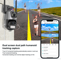 Cámara de Seguridad Solar Inteligente 4G con Wifi para el Hogar, Doble Pantalla, 6MP, Doble Lente, Seguimiento Automático, Impermeable, para Exteriores