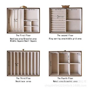 Retro Wooden Jewelry <b>Storage</b> Box 6 Compartment Rectangle Desktop Organizer <b>With</b> Pull Out Lid For <b>Dressing</b> <b>Table</b> - Product Image 1