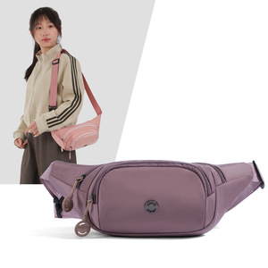 Women's Water Resistant Nylon Waist Bag With Zipper Closure For Outdoor Casual Use Pink Purple Gray Khaki Green Brown Red Black - Product Image 1