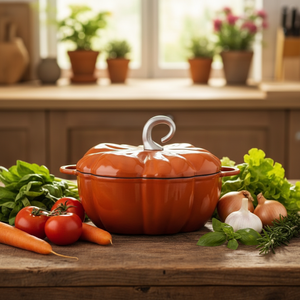 Olla Clásica <span class=keywords><strong>de</strong></span> Hierro Fundido Esmaltado en Forma <span class=keywords><strong>de</strong></span> Calabaza, Apta <span class=keywords><strong>para</strong></span> Lavavajillas, Multifuncional, Compatible con Inducción y Gas, Ideal <span class=keywords><strong>para</strong></span> Sopas y Guisos <span class=keywords><strong>de</strong></span> <span class=keywords><strong>Carne</strong></span> - Product Image 2