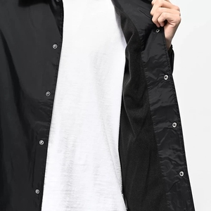Custom Printed Logo Fashion <strong>Black</strong> <strong>Windbreaker</strong> <strong>Men</strong> Casual Nylon Coaches Jacket - Product Image 4