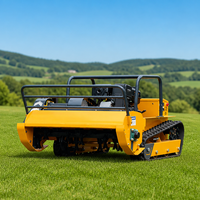 Tondeuse robot à chenilles télécommandée à essence avec chenilles en caoutchouc antidérapantes pour la coupe de l'herbe dans les vergers