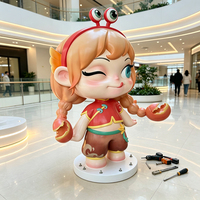 Patung Kepiting Gadis Kartun Kustom dari FRP Fiberglass, Ketebalan Dinding 3.5mm, Prototipe Cetak 3D, Patung Dekorasi IP untuk Mal Restoran