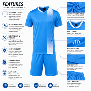 Vente directe d'usine, uniforme de football d'été pour hommes, 100% polyester, 180 g/m², imprimé par sublimation, respirant, séchage rapide, antibactérien - Product Image 5