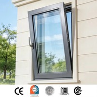 Fenêtre à battant double vitrage insonorisée en aluminium noir, style américain, pour usage extérieur en villa/hôtel