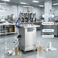 Machine de remplissage sous vide automatique à quatre têtes, 1000 bouteilles par heure, 200W, commande PLC, pour jus et huile.