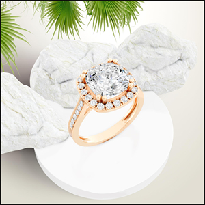 SGARIT custom <b>Cushion</b> Cut LAB Diamond Halo Engagement <b>Ring</b> 14K Rose Gold Pave Setting Romantic Style Women's Fine Jewelry - Product Image 4