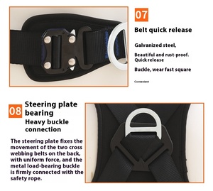 産業用 CE規格 墜落制止用器具 フルボディ安全ハーネス 5点調整式 クライミングベルト ポリエステルストラップ付き 救助活動用 - Product Image 6