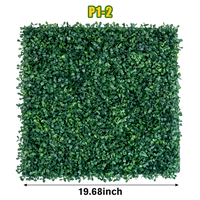 Panneau mural de haie artificielle en buis vert massif 50x50cm, fausse plante verte de type eucalyptus et lierre pour décoration intérieure et extérieure, toile de fond