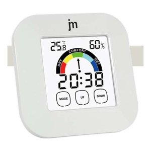 Sveglia JUSTAMINUTE Con Termoigrometro Digitale Touch Screen Bianco JD9038B - Product Image 1
