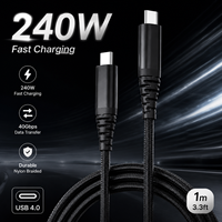 Cable USB 4.0 Tipo-C de 240W y 40GB, 1m, Recubrimiento de Níquel, Tela de Nailon, Carga Rápida de 5A, Duradero, Multifuncional, para Teléfono Móvil y Portátil