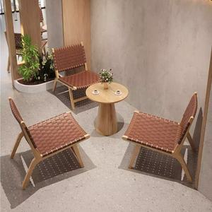 Sedia fatta a mano in legno massello in Rattan e piccola tavola rotonda per <span class=keywords><strong>il</strong></span> tempo libero sala da pranzo bar negozio di dolci mobili da <span class=keywords><strong>ristorante</strong></span> - Product Image 3