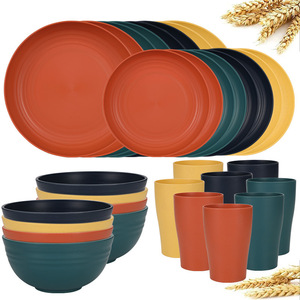 Service <span class=keywords><strong>de</strong></span> <span class=keywords><strong>vaisselle</strong></span> à assiettes carrées en porcelaine moderne pour <span class=keywords><strong>8</strong></span> <span class=keywords><strong>personnes</strong></span>, 32 pièces comprenant <span class=keywords><strong>de</strong></span> la paille <span class=keywords><strong>de</strong></span> blé, lavable au lave-<span class=keywords><strong>vaisselle</strong></span> pour usage domestique - Product Image 3