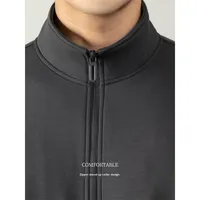 Blouson Bomber Homme Réversible Enduit Style Mature en Coton Épais 400G, Motif Cœur, Couleur Unie, Streetwear Automne