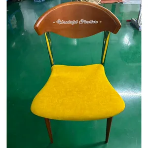 Удобный французский стиль металлическая золотая ткань красочный бархатный Nordic обеденный стул для ресторана