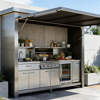 Cuisine barbecue extérieure  et station de grill pour villas Four électrique encastré sur mesure et gril en acier inoxydable