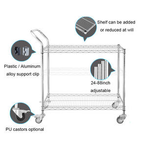 भारी शुल्क उद्योग धातु स्टील तार भंडारण ESD क्रोम मढ़वाया तार जाल संभाल ट्राली - Product Image 3