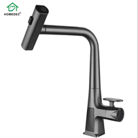 Robinet de cuisine moderne en alliage de zinc de bonne qualité, monocommande extractible, à poser sur comptoir, gris anthracite, eau chaude/froide, cartouche céramique, garantie 5 ans