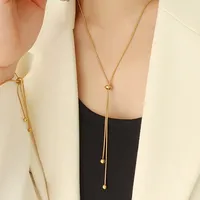 Collier en Y ajustable EMANCO tendance en acier inoxydable couleur or PVD, chaîne torsadée pour femme, idéal pour le bureau, les soirées et le quotidien