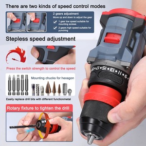 Perceuse électrique sans fil haute puissance 16,8 V, à percussion, rechargeable, avec mandrin à cliquet sans clé et vitesse variable pour le vissage domestique - Product Image 2