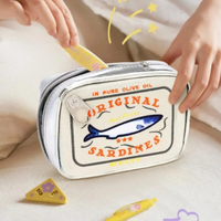 Pochette de rangement pour maquillage de voyage multi-usages, légère, en toile de haute qualité, motif dessin animé, fermeture éclair, réutilisable