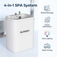 ALFAPET R-11 Bak Mandi Akrilik untuk Anjing, Spa Mandi Anjing, Bak Mandi Hewan Peliharaan dengan Lampu LED Ozone Gelembung 360 °   Nosel Semprotan Pijat