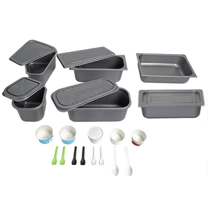 Prix d'usine, <span class=keywords><strong>bac</strong></span> à crème glacée en <span class=keywords><strong>plastique</strong></span> blanc de 5 <span class=keywords><strong>litres</strong></span>, grands bacs à crème glacée avec couvercles, plateau à gelato de qualité alimentaire personnalisé, tunnel - Product Image 5